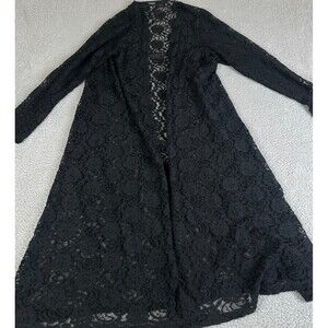 Torrid Cardigan Sweater Womens 2/3 Black Floral Lace Open Front Sheer Plus Flowy